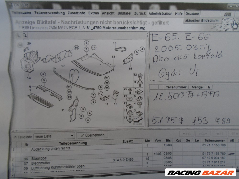 [GYÁRI ÚJ] BMW - Alsó első koptató - E65 , E66/ 7-es 3. kép